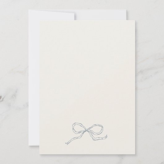 Whimsical Quirky Hand Drawn Blue Bow Baby shower Kaart (Achterkant)