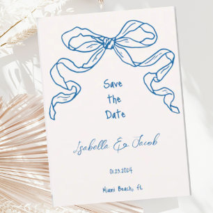 Whimsical Quirky Hand Getrokken Blauwe Boog Sla de Kaart