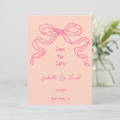 Whimsical Quirky Hand Getrokken Roze Boog Save the Kaart (Staand voorkant)
