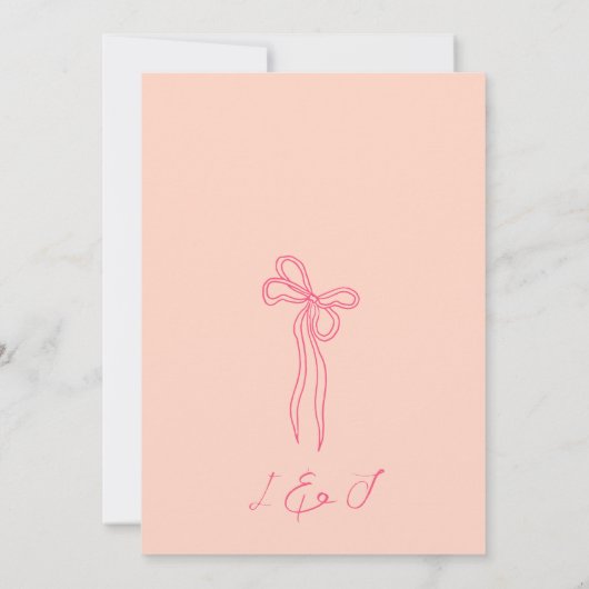 Whimsical Quirky Hand Getrokken Roze Boog Save the Kaart (Achterkant)