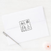Whimsical Quirky Hand getrokken Skelet Halloween Vierkante Sticker (Envelop)