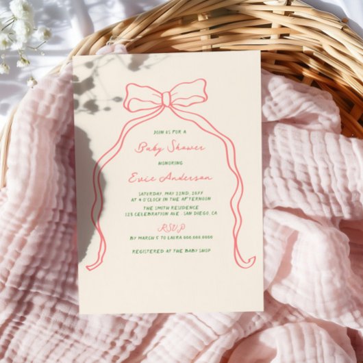 Whimsical Quirky Handgeschreven Bow Baby shower Kaart