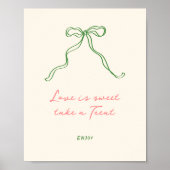 Whimsical Quirky Handgeschreven Bow Love is zoet Poster (Voorkant)