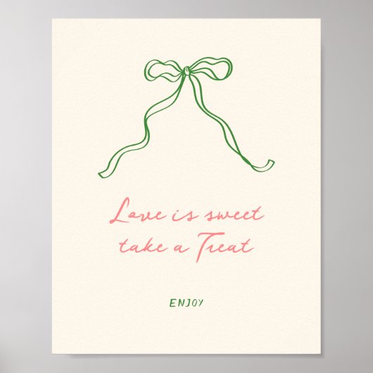 Whimsical Quirky Handgeschreven Bow Love is zoet Poster (Voorkant)