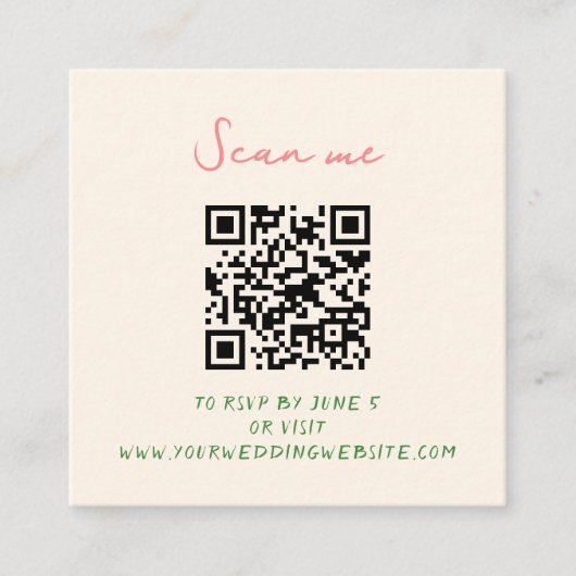 Whimsical Quirky Handgeschreven Bruiloft RSVP Informatiekaartje (Voorkant)