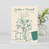 Whimsical Quirky Handgeschreven Groene Bloemen Bru Kaart (Staand voorkant)