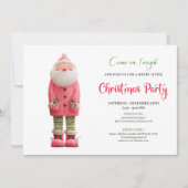 Whimsical Quirky Pink Santa Festive Party Design Kaart (Voorkant)