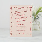 Whimsical Quirky Red Hand Getrokken bruiloft uitno Kaart (Staand voorkant)