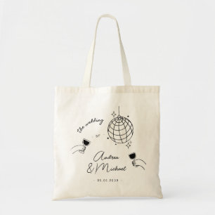Whimsical Quirky Retro Disco Franse bruiloft gunst Tote Bag