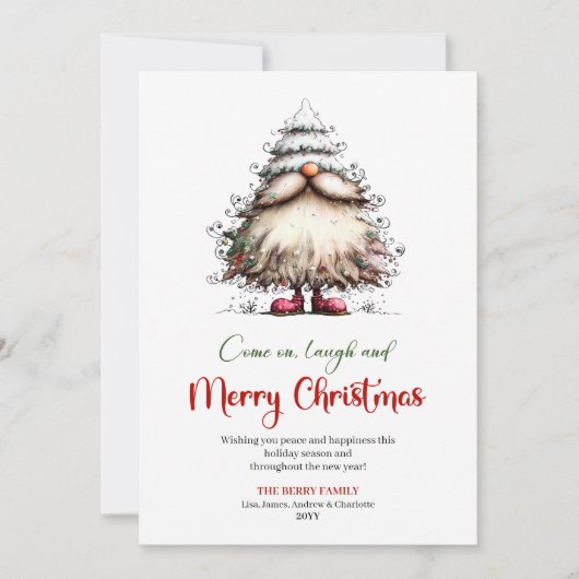 Whimsical Quirky Santa Christmas Greeting Card Feestdagenkaart (Voorkant)
