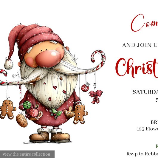 Whimsical Quirky Santa Editable Christmas Party  Kaart