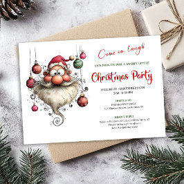 Whimsical Quirky Santa Editable Christmas Party  Kaart