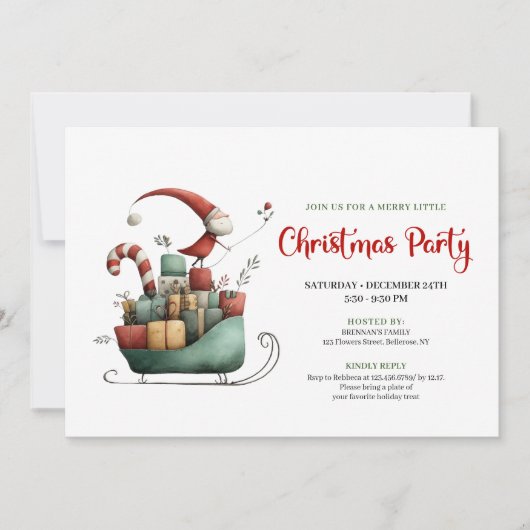 Whimsical Quirky Santa Holiday Party Invitation Kaart (Voorkant)