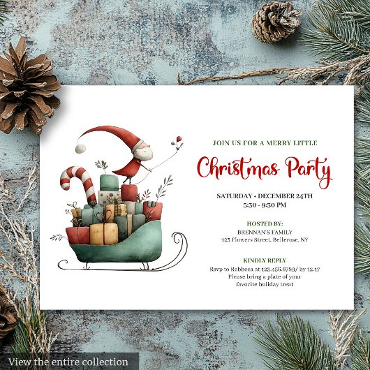 Whimsical Quirky Santa Holiday Party Invitation Kaart
