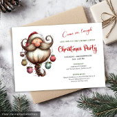 Whimsical Quirky Santa Watercolor Christmas Invite Kaart