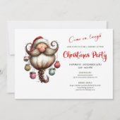 Whimsical Quirky Santa Watercolor Christmas Invite Kaart (Voorkant)