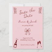 Whimsical Quirky Squiggles Pink Save the Date Kaart (Voorkant)