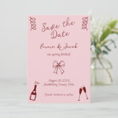 Whimsical Quirky Squiggles Pink Save the Date Kaart (Staand voorkant)
