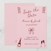 Whimsical Quirky Squiggles Pink Save the Date Kaart (Voorkant / Achterkant)