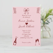 Whimsical Quirky Squiggles Roze Bruiloft Kaart (Staand voorkant)