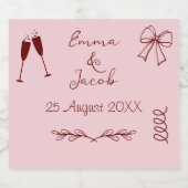 Whimsical Quirky Squiggles Roze Bruiloft Likeurfles Etiket (Enkel label)