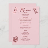 Whimsical Quirky Squiggles Roze Bruiloft Menu (Voorkant / Achterkant)