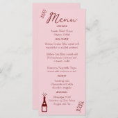 Whimsical Quirky Squiggles Roze Bruiloft Menu (Voorkant / Achterkant)