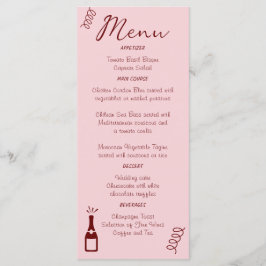 Whimsical Quirky Squiggles Roze Bruiloft Menu