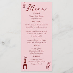 Whimsical Quirky Squiggles Roze Bruiloft Menu