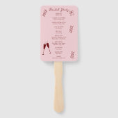 Whimsical Quirky Squiggles Roze Bruiloft Programma Handwaaier (Achterkant)