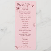 Whimsical Quirky Squiggles Roze Bruiloft Programmakaart (Achterkant)