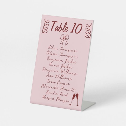 Whimsical Quirky Squiggles Roze Bruiloft Reclamebord Met Voetstuk (Voorkant)