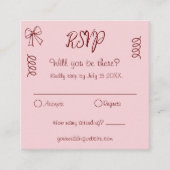 Whimsical Quirky Squiggles Roze Bruiloft RSVP Informatiekaartje (Voorkant)