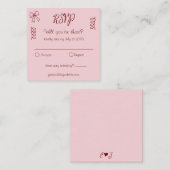 Whimsical Quirky Squiggles Roze Bruiloft RSVP Informatiekaartje (Voorkant / Achterkant)