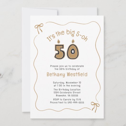 Whimsical Quirky Wavy Border 50e verjaardag Kaart (Voorkant)