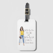 Whimsical Quote "Haal je grote meisekoppen aan" Bagagelabel (Voorkant (verticaal))