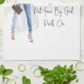 Whimsical Quote "Haal je grote meisekoppen aan" Theedoek (Gevouwen)