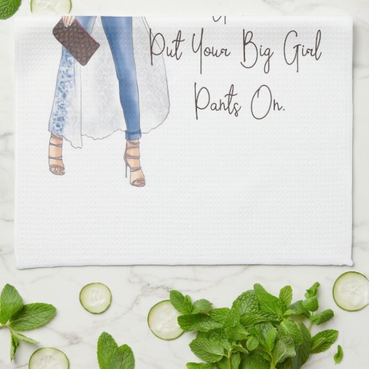 Whimsical Quote "Haal je grote meisekoppen aan" Theedoek (Gevouwen)