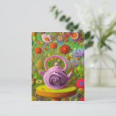 Whimsical Qused Teapot Landschap Briefkaart (Staand voorkant)