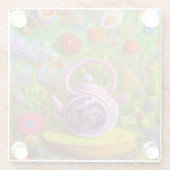 Whimsical Qused Teapot Landschap Glazen Onderzetter (Achterkant)