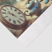 Whimsical Rabbit Alice Clocks Wonderland Decoupage Tissuepapier (Detail)