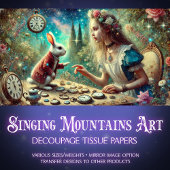 Whimsical Rabbit Alice Clocks Wonderland Decoupage Tissuepapier