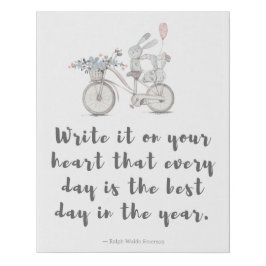 Whimsical Rabbit and Emerson Quote Imitatie Canvas Print