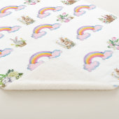 Whimsical rabbit and rainbow Sherpa Blanket Deken (3/4)