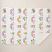 Whimsical rabbit and rainbow Sherpa Blanket Deken (Voorkant (horizontaal))