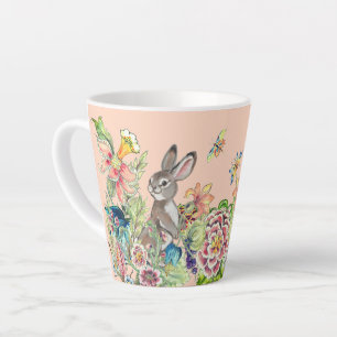 Whimsical Rabbit Blush Pink Chinoiserie Floral La Latte Mok