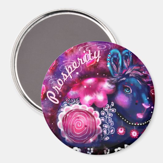 Whimsical Rabbit 'Glamour Bunny' Personalized Magneet (Voorkant / Achterkant)