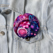 Whimsical Rabbit 'Glamour Bunny' Personalized Ronde Button 4,0 Cm (In situ)