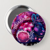 Whimsical Rabbit 'Glamour Bunny' Personalized Ronde Button 4,0 Cm (Voorkant /achterkant)