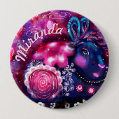 Whimsical Rabbit 'Glamour Bunny' Personalized Ronde Button 4,0 Cm (Voorkant)